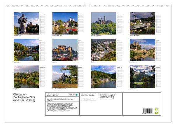 Produktbild: Die Lahn - Zauberhafte Orte rund um Limburg (Wandkalender 2026 DIN A2 quer), CALVENDO Monatskalender