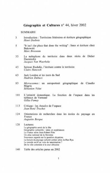 Produktbild: Geographie et cultures no. 44