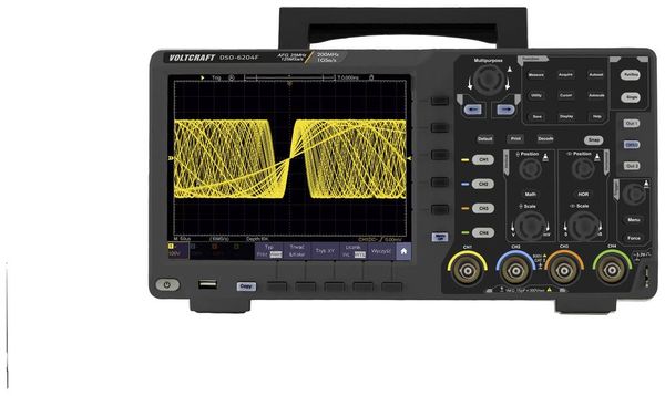 Produktbild: VOLTCRAFT DSO-6204F Digital-Oszilloskop 200 MHz 4-Kanal 1 GSa/s 10 Mpts 8 Bit Digital-Speicher (DSO), Funktionsgenerator 1 St.