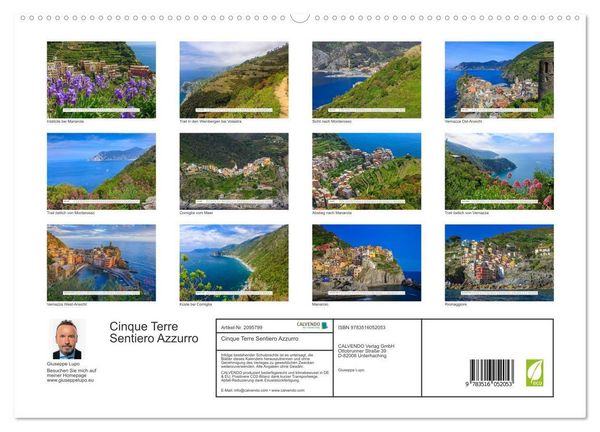 Produktbild: Cinque Terre Sentiero Azzurro (hochwertiger Premium Wandkalender 2026 DIN A2 quer), Kunstdruck in Hochglanz