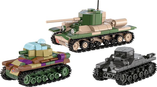 Produktbild: COBI Historical Collection 2740 - Renault R35, Valentine IX, Panzer I, Bausatz 1:48, 595 Klemmbausteine