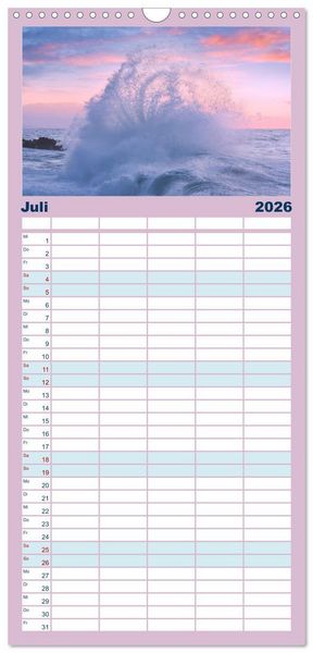 Produktbild: Familienplaner 2026 - Wellen Konzert mit 5 Spalten (Wandkalender, 21 x 45 cm) CALVENDO