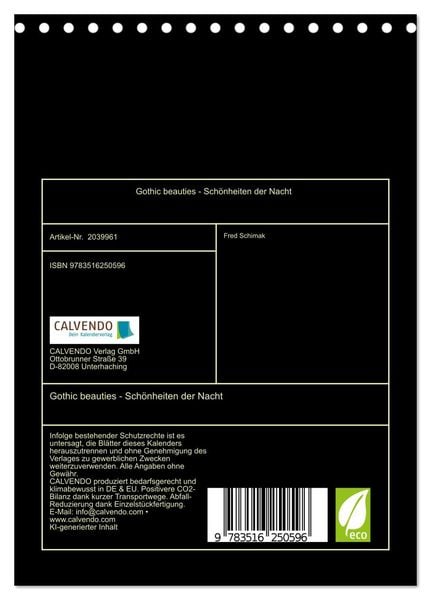 Produktbild: Gothic beauties - Sch&ouml;nheiten der Nacht (Tischkalender 2026 DIN A5 hoch), CALVENDO Monatskalender