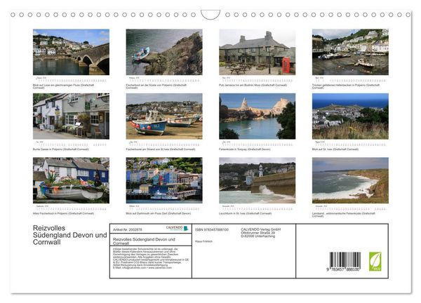 Produktbild: Reizvolles S&uuml;dengland Devon und Cornwall (Wandkalender 2026 DIN A3 quer), CALVENDO Monatskalender