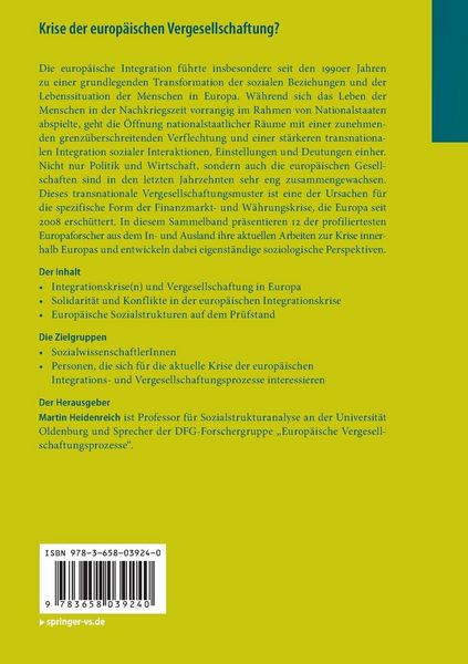Produktbild: Krise der europ&auml;ischen Vergesellschaftung?