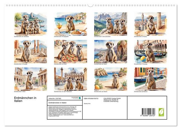 Produktbild: Erdm&auml;nnchen in Italien (hochwertiger Premium Wandkalender 2027 DIN A2 quer), Kunstdruck in Hochglanz