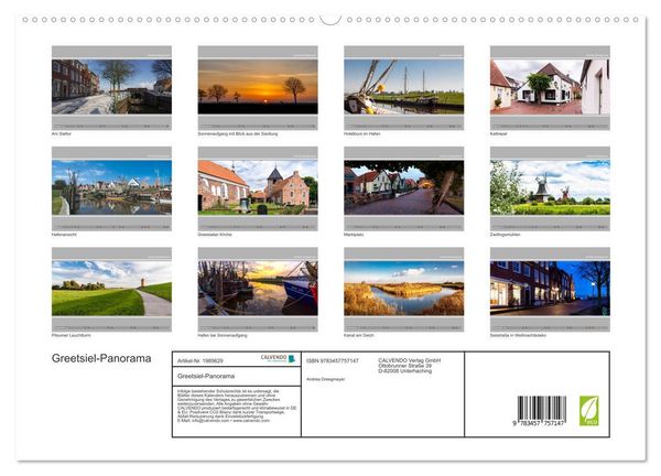 Produktbild: Greetsiel-Panorama (hochwertiger Premium Wandkalender 2026 DIN A2 quer), Kunstdruck in Hochglanz