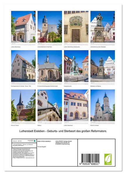 Produktbild: Lutherstadt Eisleben - Geburts- und Sterbeort des gro&szlig;en Reformators (Wandkalender 2026 DIN A4 hoch), CALVENDO Monatskalender