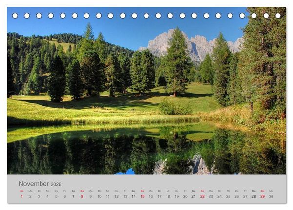 Produktbild: Traumkulissen in den Dolomiten (Tischkalender 2026 DIN A5 quer), CALVENDO Monatskalender