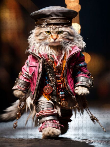 Produktbild: CALVENDO Puzzle Cyber Punk Kater | 2000 Teile Lege-Gr&ouml;&szlig;e 90x67cm Foto-Puzzle f&uuml;r gl&uuml;ckliche Stunden