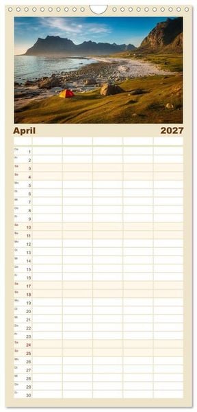 Produktbild: Familienplaner 2027 - Land. Licht. Meer. mit 5 Spalten (Wandkalender, 21 x 45 cm) CALVENDO
