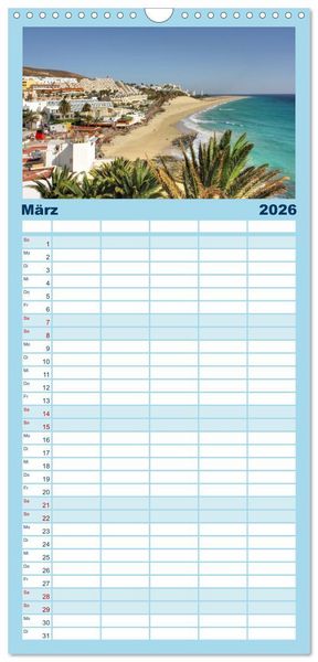 Produktbild: Familienplaner 2026 - Fuerteventura mit 5 Spalten (Wandkalender, 21 x 45 cm) CALVENDO