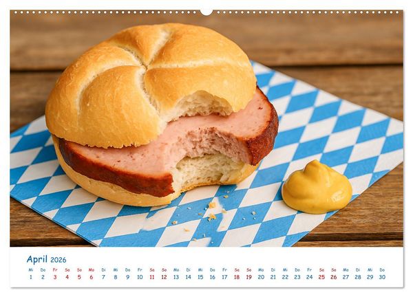 Produktbild: Leberk&auml;se-Kalender - Die Leberk&auml;ssemmel aus Bayern (hochwertiger Premium Wandkalender 2026 DIN A2 quer), Kunstdruck in Hochglanz