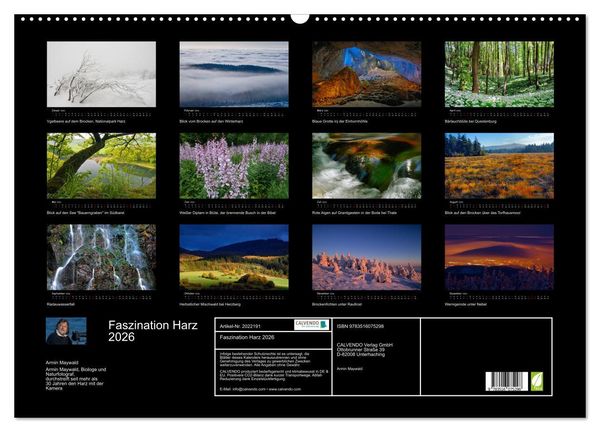 Produktbild: Faszination Harz 2026 (Wandkalender 2026 DIN A2 quer), CALVENDO Monatskalender