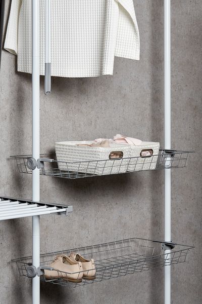 Produktbild: Teleskop-System Mod. Herkules Duo, mit 3 Kleiderstangen und 2 Ablagek&ouml;rben