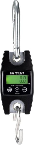 Produktbild: VOLTCRAFT HS-100 H&auml;ngewaage HS-100 W&auml;gebereich (max.) 100 kg Ablesbarkeit 100 g batteriebetrieben Schwarz