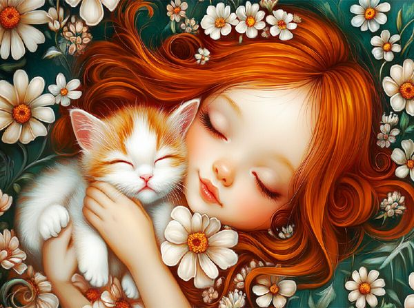 Produktbild: CALVENDO Puzzle M&ouml;dchen mit Katze | 2000 Teile Lege-Gr&ouml;&szlig;e 90x67cm Foto-Puzzle f&uuml;r gl&uuml;ckliche Stunden