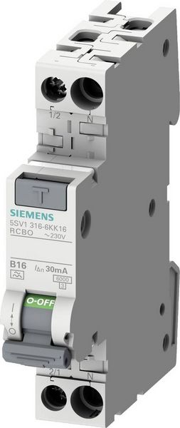 Produktbild: Siemens 5SV13167KK10 FI-Schutzschalter/Leitungsschutzschalter 1polig 10A 0.03A 230V