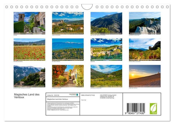 Produktbild: Magisches Land des Ventoux (Wandkalender 2026 DIN A4 quer), CALVENDO Monatskalender