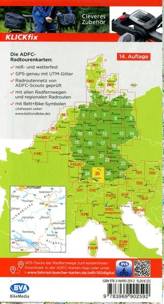 Produktbild: BVA ADFC Radtourenkarte Bodensee Schw&auml;bische Alb 1:150.000