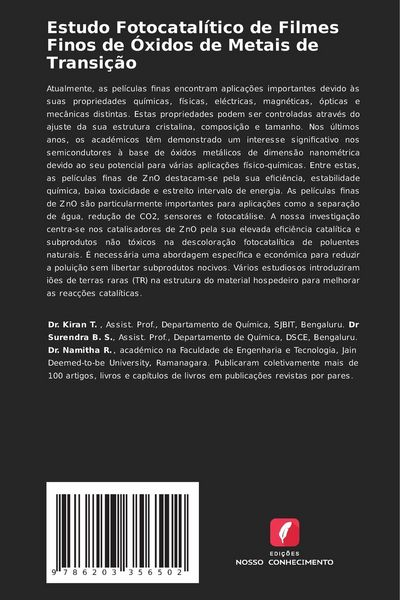 Produktbild: Estudo Fotocatal&iacute;tico de Filmes Finos de &Oacute;xidos de Metais de Transi&ccedil;&atilde;o