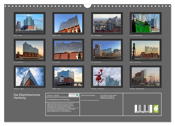 Produktbild: Die Elbphilharmonie Hamburg (Wandkalender 2026 DIN A3 quer), CALVENDO Monatskalender