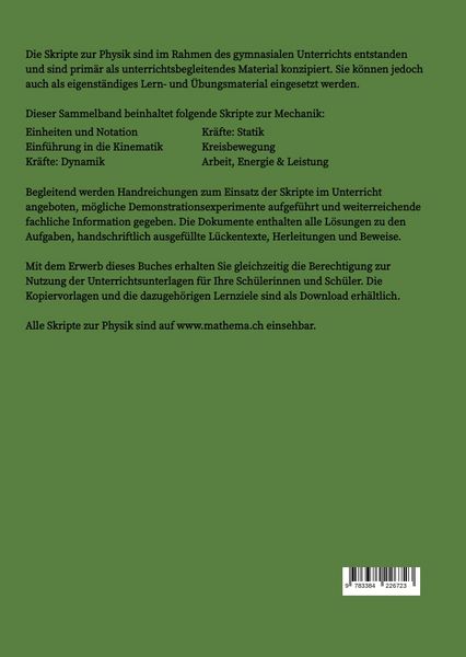 Produktbild: Skripte zur Physik - Grundlagen der Mechanik