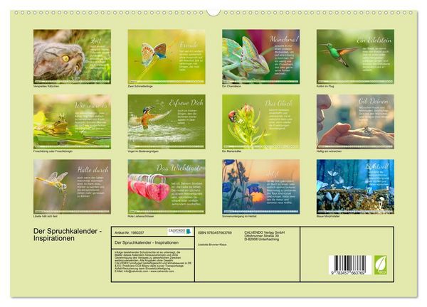 Produktbild: Der Spruchkalender - Inspirationen (hochwertiger Premium Wandkalender 2026 DIN A2 quer), Kunstdruck in Hochglanz