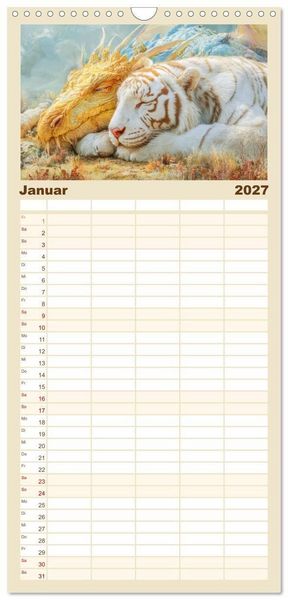 Produktbild: Familienplaner 2027 - Ewige Drachenliebe - Eine zeitlose Faszination mit 5 Spalten (Wandkalender, 21 x 45 cm) CALVENDO