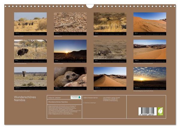 Produktbild: Wundersch&ouml;nes Namibia (Wandkalender 2027 DIN A3 quer), CALVENDO Monatskalender