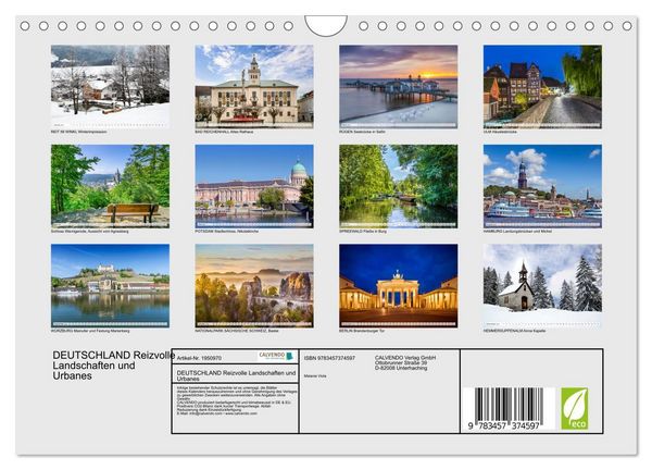 Produktbild: DEUTSCHLAND Reizvolle Landschaften und Urbanes (Wandkalender 2026 DIN A4 quer), CALVENDO Monatskalender
