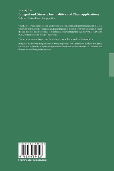 Produktbild: Integral and Discrete Inequalities and Their Applications