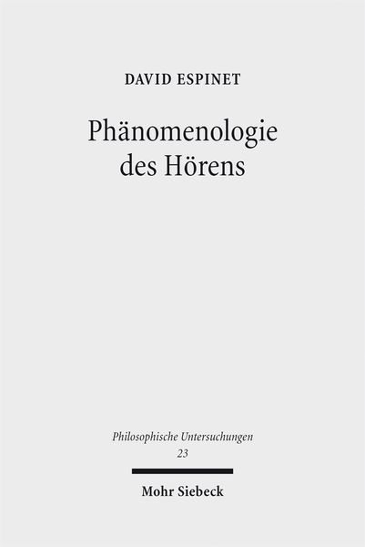 Produktbild: Ph&auml;nomenologie des H&ouml;rens