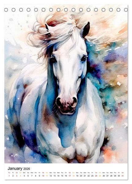 Produktbild: Watercolor Horses (Desk Calendar 2026 DIN A5 portrait), CALVENDO 12 Month DeskCalendar
