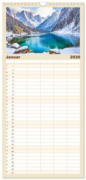 Produktbild: Familienplaner 2026 - &Ouml;sterreich - Idylle in den Alpen mit 5 Spalten (Wandkalender, 21 x 45 cm) CALVENDO