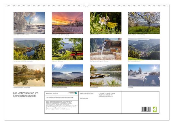 Produktbild: Die Jahreszeiten im Nordschwarzwald (Wandkalender 2026 DIN A2 quer), CALVENDO Monatskalender