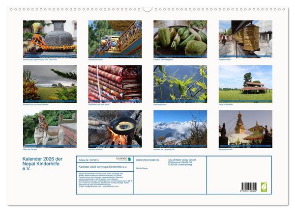Produktbild: Kalender 2026 der Nepal Kinderhilfe e.V. (Wandkalender 2026 DIN A2 quer), CALVENDO Monatskalender