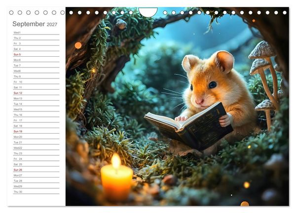 Produktbild: Hamster's Bedtime Calendar - Twelve magical dream worlds (Wall Calendar 2027 DIN A4 landscape), CALVENDO 12 Month Wall Calendar