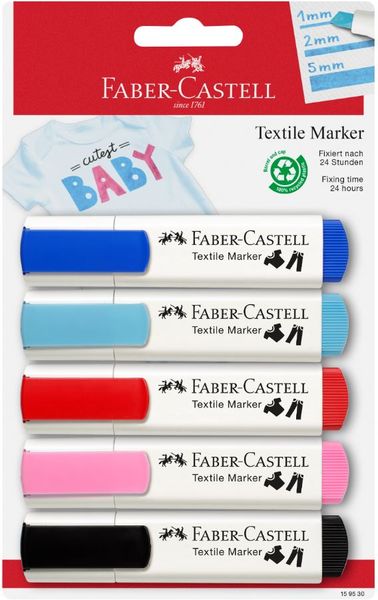 Faber-Castell Textilmarker 5-teilig Babyfarben