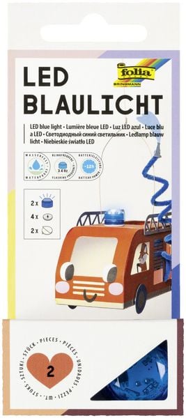 Produktbild: FOLIA Bastelartikel LED Blaulicht, 2 Stk., inkl. Ersatzbatterien