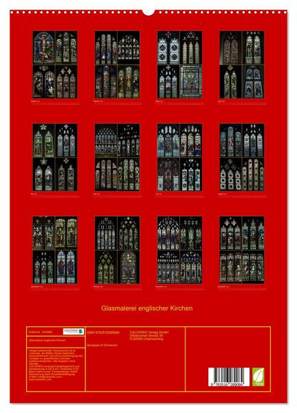 Produktbild: Glasmalerei englischer Kirchen (hochwertiger Premium Wandkalender 2026 DIN A2 hoch), Kunstdruck in Hochglanz