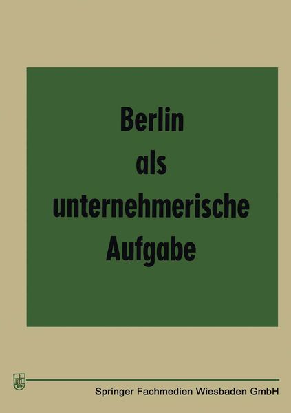 Produktbild: Berlin als unternehmerische Aufgabe