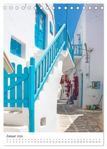 Produktbild: Treppauf, treppab in den Altstadtgassen von Mykonos (Tischkalender 2026 DIN A5 hoch), CALVENDO Monatskalender