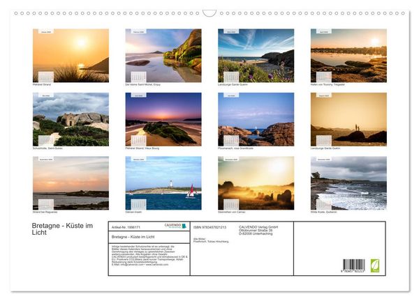 Produktbild: Bretagne - K&uuml;ste im Licht (Wandkalender 2026 DIN A2 quer), CALVENDO Monatskalender