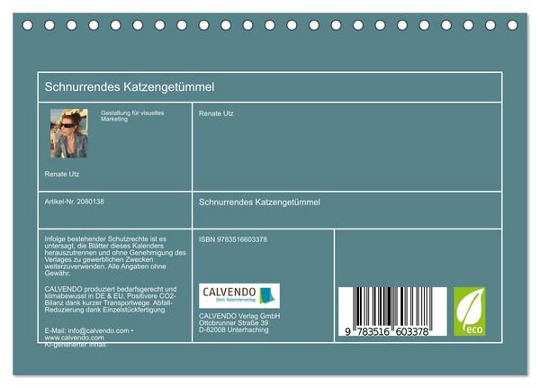 Produktbild: Schnurrendes Katzenget&uuml;mmel (Tischkalender 2026 DIN A5 quer), CALVENDO Monatskalender