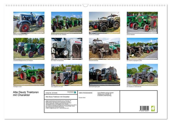Produktbild: Alte Deutz Traktoren mit Charakter (Wandkalender 2027 DIN A2 quer), CALVENDO Monatskalender