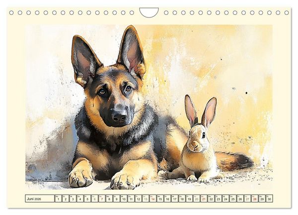 Produktbild: Deutsche Sch&auml;ferhunde. Majest&auml;tische W&auml;chter im Aquarell-Stil (Wandkalender 2026 DIN A4 quer), CALVENDO Monatskalender
