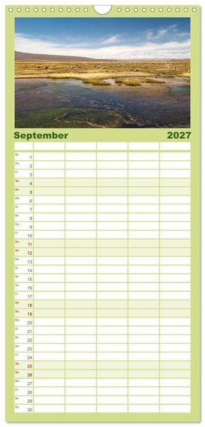 Produktbild: Familienplaner 2027 - Geheimnisvolles Peru mit 5 Spalten (Wandkalender, 21 x 45 cm) CALVENDO