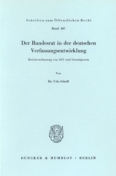 Produktbild: Der Bundesrat in der deutschen Verfassungsentwicklung.
