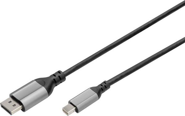 Produktbild: Digitus DisplayPort / Mini-DisplayPort Anschlusskabel DisplayPort Stecker, Mini DisplayPort Stecker 2 m Schwarz DB-340106-020-S Geschirmt
